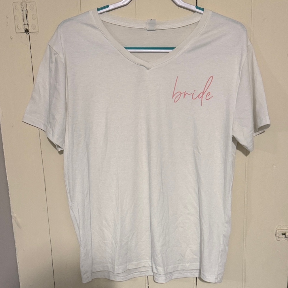 White 'Bride' V-Neck T-Shirt
